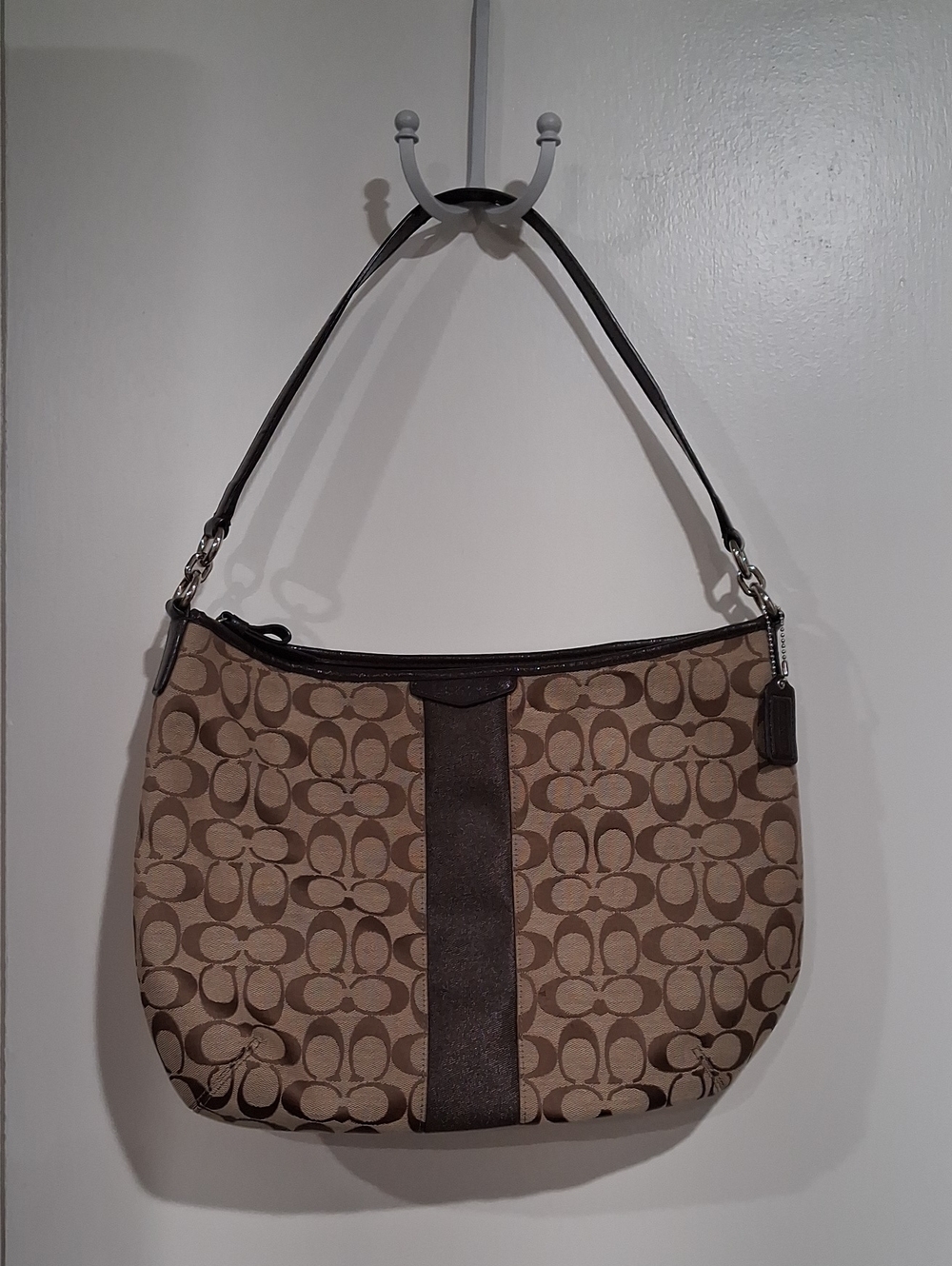 Coach Classic Signature-Print Shoulder Bag in Brown